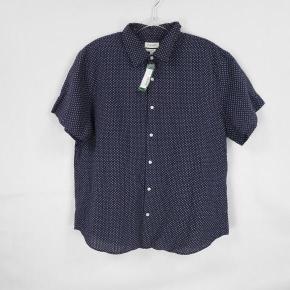 Bonobos Shirt Mens 2XL Navy Blue Stretch Riviera Slim Fit Short Sleeve Button Up - Picture 1 of 16